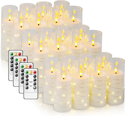 Miniatura 13 de kakoya Velas LED sin llama con temporizador de 5 piezas, velas parpadeantes sin llama para ambiente romántico y decoración del hogar, carcasa dorado