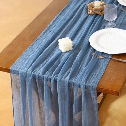 Miniatura 23 de Socomi Camino de mesa de gasa verde oliva de verano de 120 pulgadas, rústico bohemio, camino de tela de queso para bodas, fiestas, baby shower