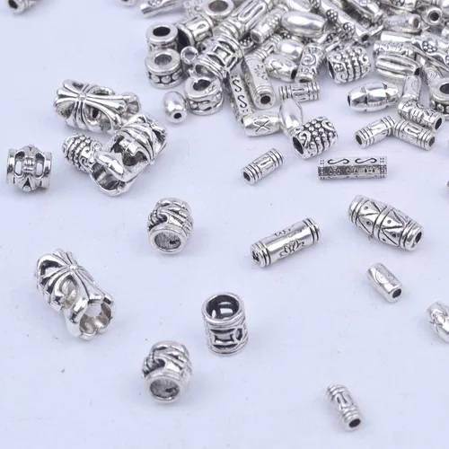 Miniatura 5 de BronaGrand 3.53 oz (alrededor de 250-400 piezas) de plata antigua, cuentas espaciadoras para pulseras, dijes, collares, dijes, accesorios para hacer