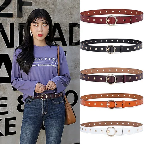 Miniatura 5 de Aivtalk Cinturón de piel sintética para mujer, elegante cinturón duradero para vestido de jeans