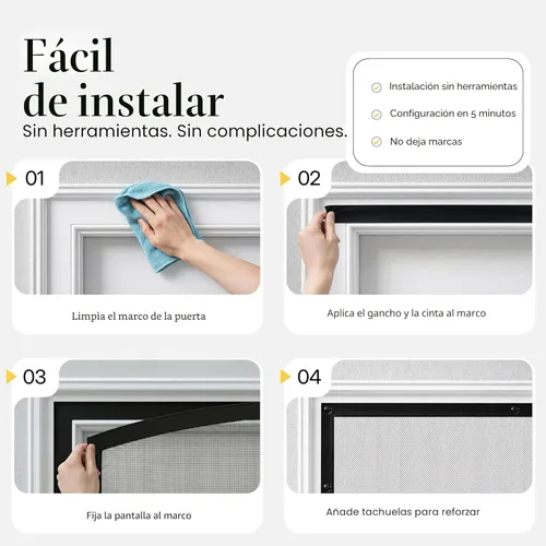 Miniatura 7 de AUGO - Puerta de malla de fibra de vidrio magnética - Autoadhesiva, resistente, partición de malla manos libres que mantiene alejados los insectos