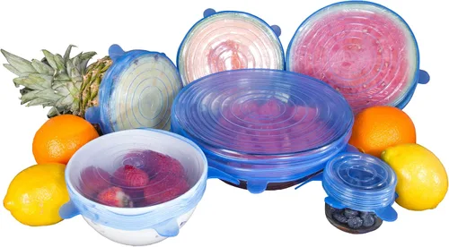 Miniatura 8 de Kitchen + Home - Juego de 10 tapas elásticas de silicona para guardar alimentos, sin BPA, aptas para lavavajillas, microondas, horno y congelador