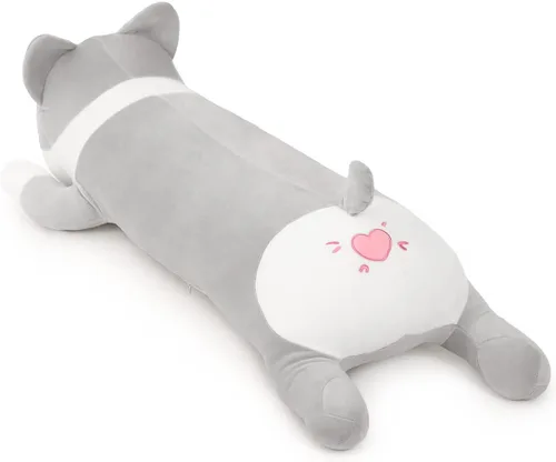 Miniatura 2 de Peluche largo de Corgi de peluche, lindo muñeco de Corgi suave para niños, juguete de peluche para niños y niñas (gris, 60cm/23.6in)