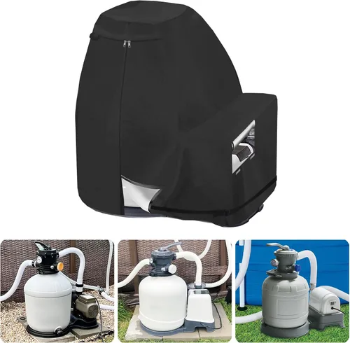 Miniatura 9 de Bitubi Cubierta de invierno para bomba de filtro de arena con forro de felpa, cubierta impermeable para bomba de piscina, protege de la nieve severa