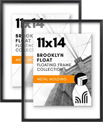 Miniatura 25 de Americanflat Marco de aluminio flotante de 5 x 7 pulgadas con vidrio resistente a roturas - Úselo como marco de fotos de 4x6 o para mostrar fotos