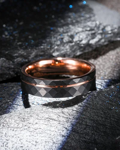 Miniatura 2 de Three Keys Jewelry - Joyería para hombre y mujer, anillos de tungsteno negro, 0.157 pulgadas, 0.236 pulgadas, 0.315 pulgadas, facetas amartilladas
