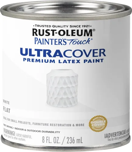Miniatura 40 de Rust-Oleum Brush On Paint 224430T Painter's Touch - Pintura de látex, cuarto de galón, imprimación blanca plana acrílica, 32 onzas líquidas