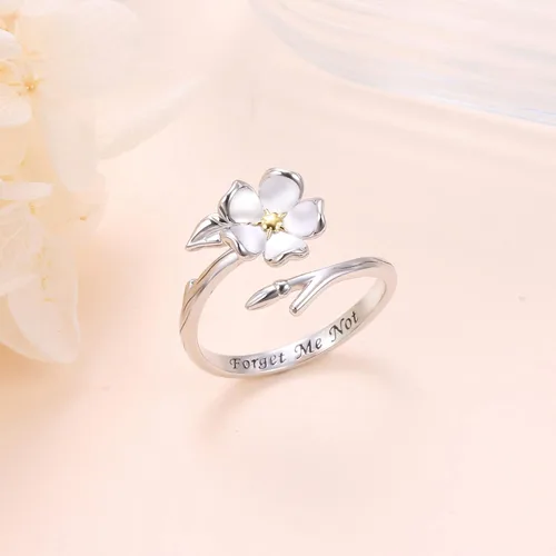 Miniatura 2 de Yearace Forget Me Not - Anillos para mujer, de plata de ley, Myosotis Scorpioides, floral, ajustable, con flores