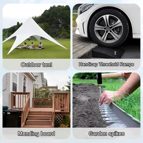 Miniatura 5 de VVOKGO Estacas de Refuerzo de Metal de 16 Pulgadas Picos de Anclaje para Asfalto (12 piezas), Anclajes de Paisajismo Galvanizados de 1/2 Pulgada