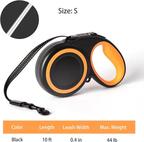 Miniatura 6 de Correa retráctil para perro de 360° sin enredos, cinta de nailon reflectante resistente de 10 pies de largo, hasta 44 libras, sistema de frenado