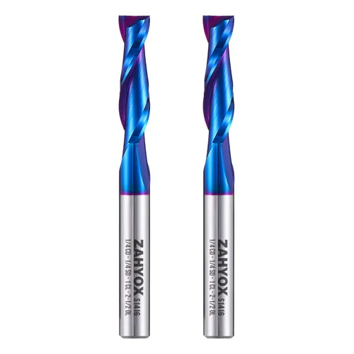 Miniatura 15 de ZahyoX Broca de enrutador de compresión de 1/4", broca CNC en espiral de corte hacia arriba y hacia abajo, fresa de carburo sólido con recubrimiento