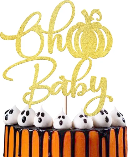 Miniatura 16 de Rsstarxi Paquete de 24 decoraciones de calabaza con purpurina para cupcakes de primer cumpleaños, decoración de pastel de calabaza para el primer