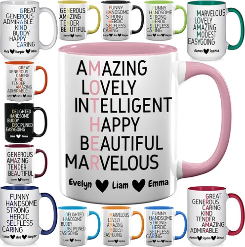 Tazas de café personalizadas para el Día del Padre, tazas personalizadas para el Día de la Madre, regalo para mamá, papá, abuela, abuelo, 11 y 15