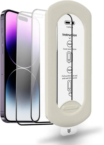 Miniatura 13 de Protector de pantalla de vidrio templado para iPhone 17 Pro con kit de alineación automática, polvo automático, grado militar 9H+ inastillable
