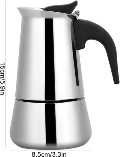 Miniatura 2 de Cafetera eléctrica del percolador, olla de mesa de café espresso de fondo ancho de acero inoxidable (3.4 fl oz)