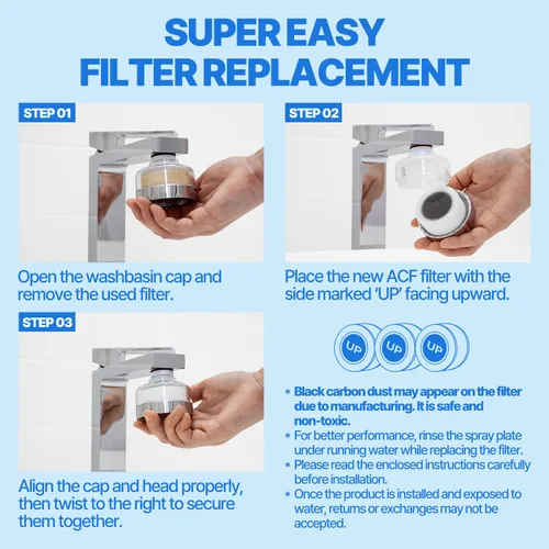 Miniatura 8 de Filtro de repuesto para grifo de lavabo de limpieza inspirado en la cultura de belleza de Corea, filtros de carbono puro para agua de baño y cocina