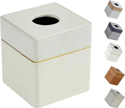 Miniatura 16 de Cubierta para Caja de Paños Cuadrada, Organizador Moderno de Cubo de Paños de Cuero PU Decorativo - Crema Albaricoque