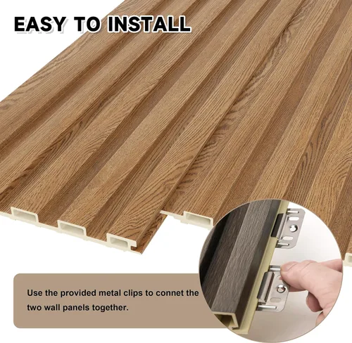 Miniatura 5 de WPC - Paneles de pared con listones, paquete de 8 paneles de pared 3D WPC de madera, paneles acústicos para decoración de pared interior, sala