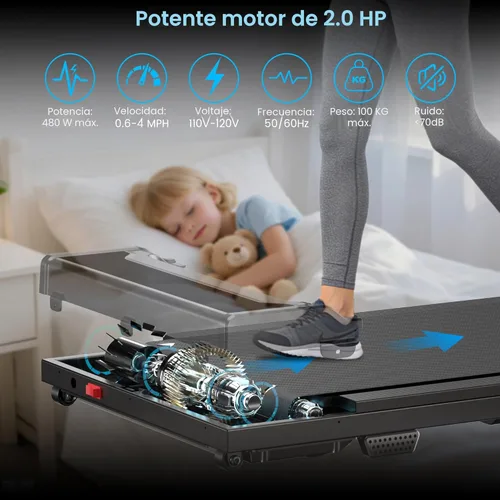 Miniatura 4 de Walking Pad Treadmill for Home - Under Desk Walk Pads with Remote Control Mini Running Portable Electric Machine Adjustable Slim Compact with