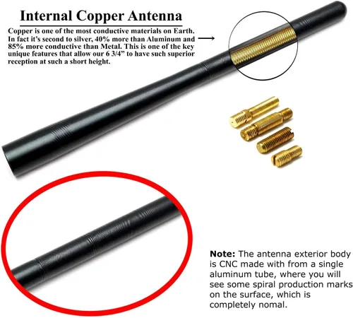 Miniatura 2 de iJDMTOY Juego de antena de radio corta de 7 pulgadas compatible con Ford Toyota Dodge/RAM, Nissan Trucks, acabado negro mate