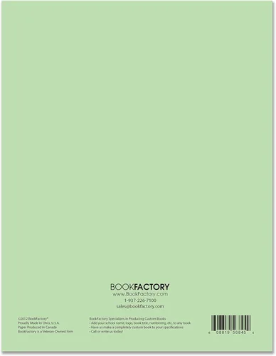 Miniatura 4 de BookFactory Cuaderno Student Lab (formato de cuadrícula científica) de 8.5 x 11 pulgadas, 50 páginas (paquete de 1 unidad), cubierta verde