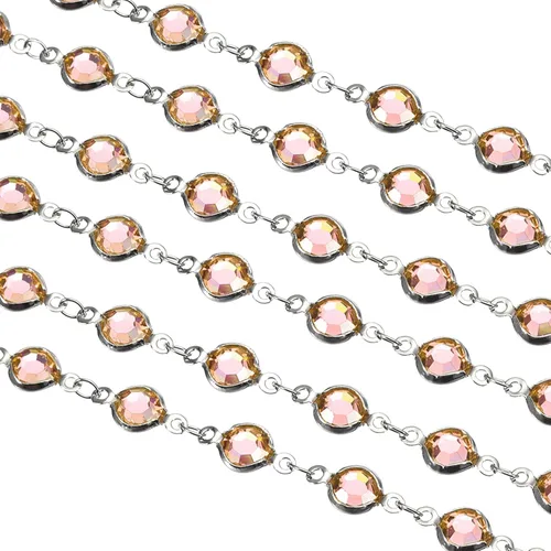 Miniatura 23 de uxcell Cadena de diamantes de imitación blancos de 2 yardas a granel con cadena de latón chapada en plata para hacer joyas, manualidades, pulseras