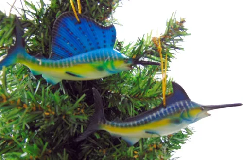 Miniatura 2 de Juego de adornos de pez espada para árbol de Navidad con marlin y pez vela