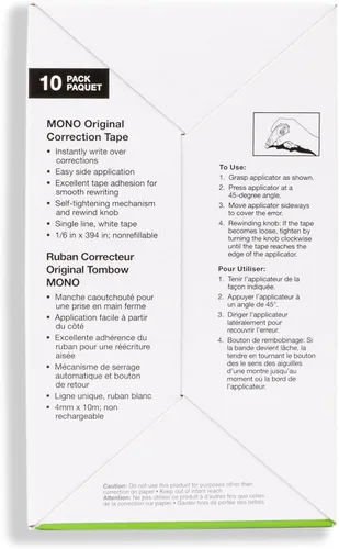 Miniatura 3 de Tombow 68620 Cinta correctora MONO, no recargable, 1/6" x 394", cinta blanca