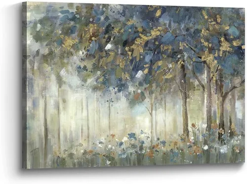 Miniatura 13 de Lienzo de pintura de árbol, arte de pared, bosque texturizado, paisaje, naturaleza, árboles, paisaje, ilustración, dormitorio, sala de estar