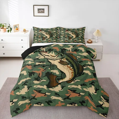 Miniatura 9 de Erosebridal Juego de edredón de tiburón, tamaño individual, juego de ropa de cama de vida oceánica para niños y niñas, color verde azulado