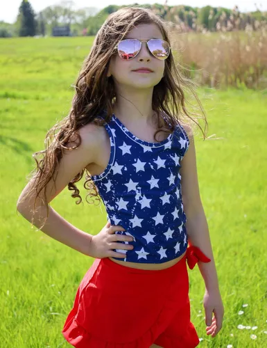 Miniatura 30 de Traje de baño tankini de 3 piezas para niñas, lindo bikini con salida de baño con falda de playa de 5 a 16 años