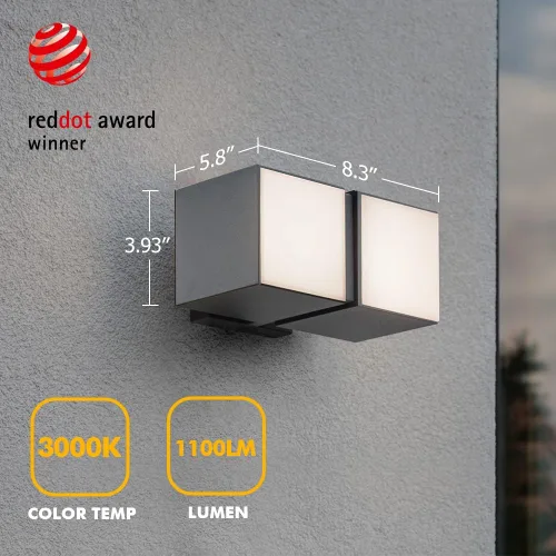 Miniatura 3 de LUTEC Cuba 3000K 1100LM LED Integrado Porche Pared Luz Exterior e Interior Dormitorio LED Pared Farol Sconce-Negro