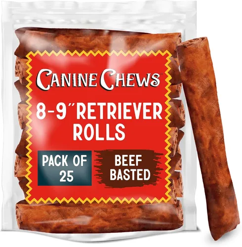 Miniatura 8 de Canine Chews 8-9" Rollos de Cuero Crudo Asados de Ternera, Huesos de Cuero Crudo para Perros Grandes, Huesos para Perros de Razas Grandes
