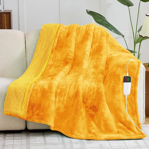 Miniatura 24 de greenoak Manta eléctrica con calefacción, manta térmica de piel sintética Sherpa para sofá cama, regalos cálidos de invierno para mujeres/ella