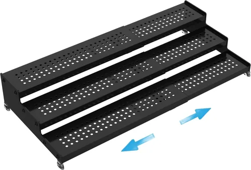 Organizador de especias expandible con estante de 3 niveles, diseño moderno resistente, antideslizante y visibilidad, ideal para gabinetes de Negro