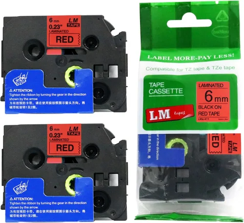 Miniatura 5 de Paquete de 1 unidad LM Tapes LMe511 Premium de 1/4 de pulgada con impresión negra en etiqueta azul compatible con Brother TZe-511 P-Touch, incluye