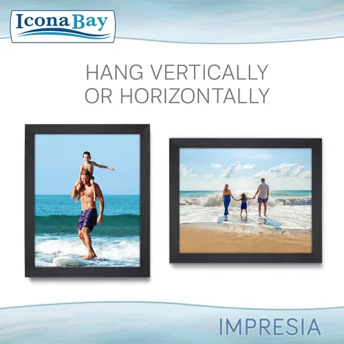 Miniatura 4 de Icona Bay Impresia Collection - Marco de fotos negro de 8 x 10 pulgadas, diseño moderno y simple, soporte de mesa y ganchos para colgar en la pared
