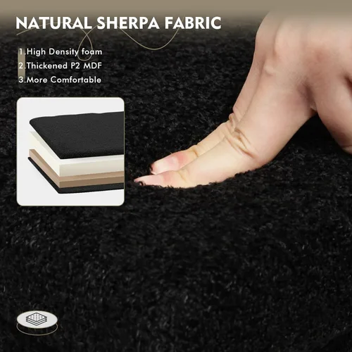 Miniatura 6 de PINPLUS Otomanas otomanas de almacenamiento con forma cuadrada con reposapiés de almacenamiento para sala de estar, asiento otomano Boucle para Negro