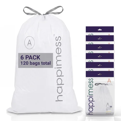Miniatura 20 de happimess 8 Gallon (30L) Drawstring Trash Bags, Unscented, Clear, Heavy Duty LDPE Liners for Kitchen and Household, Custom Fit, 20 Count