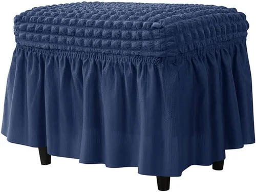 Miniatura 8 de GAWEKIQE Fundas otomanas de tela de sirsaca de alta elasticidad, funda para reposapiés con falda, rectangular, moderno, protector de muebles