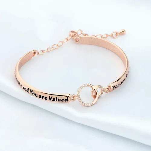 Miniatura 4 de LQRI Inspirational Jewelry - Pulsera de mantra motivacional con texto en inglés You Are Loved You Are Valued You Are Beautiful Self Esteem Daughter