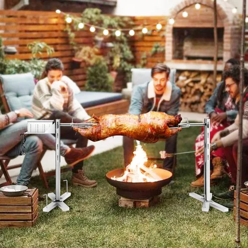 Miniatura 5 de Kit de parrilla de acero inoxidable para asador, soporte de asador de trípode de 52 pulgadas, con capucha de cordero de cerdo de 52 pulgadas, asador