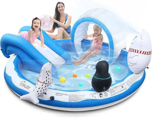 Miniatura 8 de Evajoy - Piscina inflable de 58 x 13 pulgadas para niños, piscina grande para perros, piscina para el patio trasero y el jardín familiar