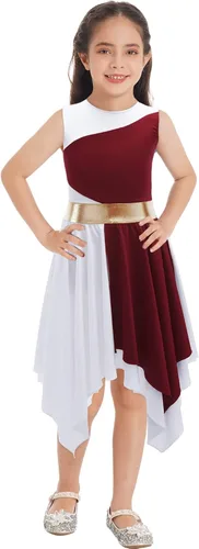 Miniatura 61 de CHICTRY Vestido de baile lírico sin mangas asimétrico para niñas, disfraz de adoración litúrgica contemporánea