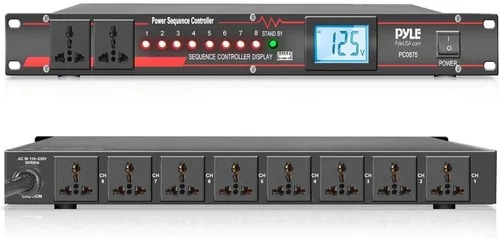 Pyle Acondicionador Secuenciador de Energía de 10 Tomas - 13 Amp 2000W Montaje en Rack Controlador Regulador de Fuente de Alimentación Digital Pro