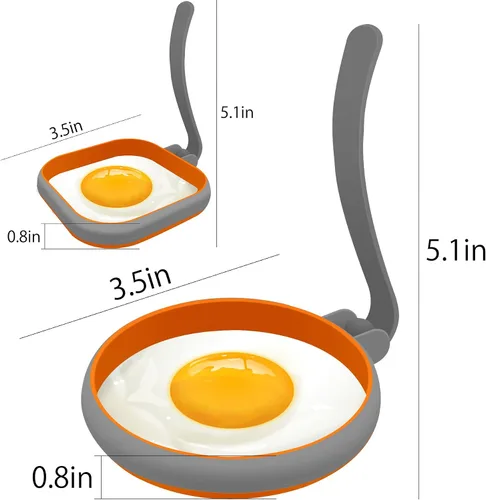 Miniatura 7 de Moldes de silicona para huevos, moldes para panqueques para niños, anillos de silicona para huevos, paquete de 4 para freír huevos, anillos de Gris