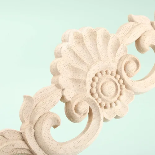 Miniatura 7 de MUXSAM Apliques tallados en madera, paquete de 2 calcomanías de tallas de madera sin pintar, superposición decorativa para paredes, puertas, 2