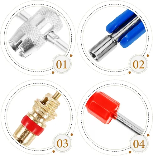 Miniatura 8 de 47pcs Tire Valve Stem Installer Valve Core Remover Tool Set for Car Motorcycle and Bicycle Tire Repair Maintenance