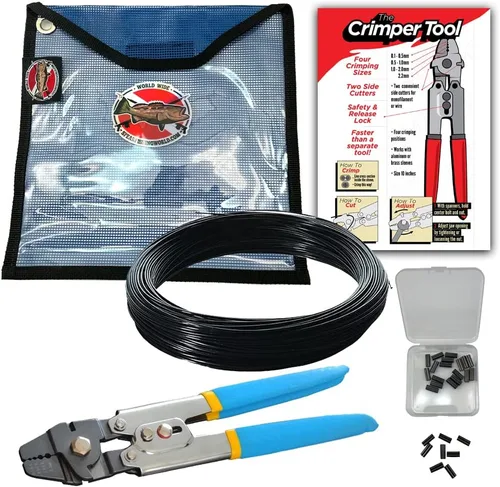 El kit de aparejo de línea de fusil submarino de monofilamento incluye herramienta de prensado línea de monofilamento y mangas de cobre dobles para