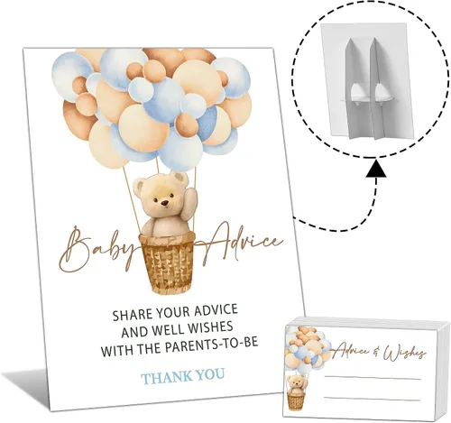 Miniatura 10 de Cartel de 8 x 10 pulgadas para sorteo de pañales con 50 boletos para rifas de pañales, juegos florales azules para baby shower, suministros